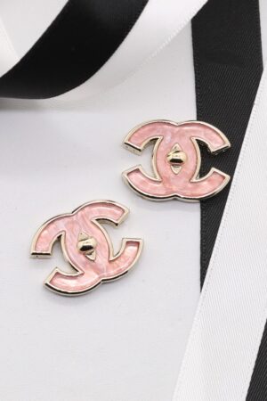 Chanel Pink Transparent Acrylic Bag Buckle Women's Earrings（优曼）